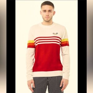 FOREVER 21 + WILSON COLLABORATION TENNIS SWEATER MULTI COLOR STRIPED SLEEVE NWT